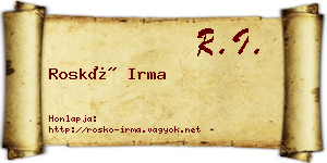 Roskó Irma névjegykártya